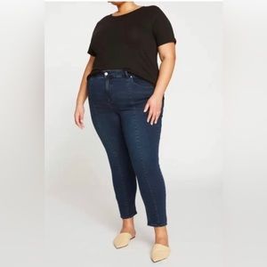 Debbie High Rise Seam Skinny Jeans in Dark Indigo, size 10